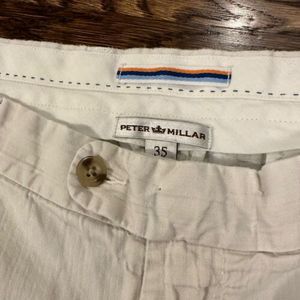 Peter Millar Shorts Adult 35 Beige Silk Linen‎ Cotton Chino Golf Casual Mens